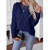 imageSHEWIN Womens Sweaters Crewneck Cable Knit Sweater Long Sleeve Fall Tops for Women 2025Blue