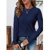imageSHEWIN Womens Sweaters Crewneck Cable Knit Sweater Long Sleeve Fall Tops for Women 2025Blue