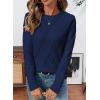 imageSHEWIN Womens Sweaters Crewneck Cable Knit Sweater Long Sleeve Fall Tops for Women 2025Blue