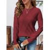 imageSHEWIN Womens Sweaters Crewneck Cable Knit Sweater Long Sleeve Fall Tops for Women 2025Red Dahlia