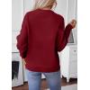 imageSHEWIN Womens Sweaters Crewneck Cable Knit Sweater Long Sleeve Fall Tops for Women 2025Red Dahlia