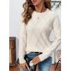 imageSHEWIN Womens Sweaters Crewneck Cable Knit Sweater Long Sleeve Fall Tops for Women 2025White