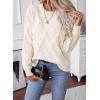 imageSHEWIN Womens Sweaters Crewneck Cable Knit Sweater Long Sleeve Fall Tops for Women 2025White