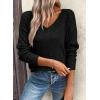 imageSHEWIN Womens Sweaters V Neck Long Sleeve Shirts Knit Hollow Out Crochet Sweater Fall Outfits for Women 2025Black