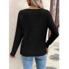 imageSHEWIN Womens Sweaters V Neck Long Sleeve Shirts Knit Hollow Out Crochet Sweater Fall Outfits for Women 2025Black