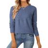 imageSHEWIN Sweaters for Women Crochet Long Sleeve Crew Neck Sweater Lightweight Shirts Tops Fall Fashion 2025Ashleigh Blue