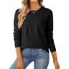 imageSHEWIN Sweaters for Women Crochet Long Sleeve Crew Neck Sweater Lightweight Shirts Tops Fall Fashion 2025Black