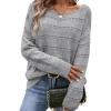 imageSHEWIN Womens Sweaters Boat Neck Crochet Long Sleeve Sweater Lightweight Knit Tops Shitrs Loose Fit Fall Fashion 2025Gray