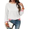 imageSHEWIN Womens Sweaters Crew Neck Long Sleeve Tops Knit Color Clock Fall Outfits for Women 2025White