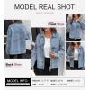imageSHEWIN Womens Denim Jacket Casual Long Sleeve Drop Shoulder Button Front Jean Jacket Coat With PocketsAshleigh Blue