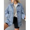 imageSHEWIN Womens Denim Jacket Casual Long Sleeve Drop Shoulder Button Front Jean Jacket Coat With PocketsAshleigh Blue