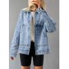 imageSHEWIN Womens Denim Jacket Casual Long Sleeve Drop Shoulder Button Front Jean Jacket Coat With PocketsAshleigh Blue