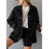 imageSHEWIN Womens Denim Jacket Casual Long Sleeve Drop Shoulder Button Front Jean Jacket Coat With PocketsBlack