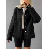 imageSHEWIN Womens Denim Jacket Casual Long Sleeve Drop Shoulder Button Front Jean Jacket Coat With PocketsBlack
