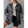 imageSHEWIN Womens Denim Jacket Casual Long Sleeve Drop Shoulder Button Front Jean Jacket Coat With PocketsDark Grey