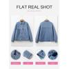 imageSHEWIN Womens Denim Jacket Casual Long Sleeve Drop Shoulder Button Front Jean Jacket Coat With PocketsDusk Blue