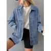 imageSHEWIN Womens Denim Jacket Casual Long Sleeve Drop Shoulder Button Front Jean Jacket Coat With PocketsDusk Blue