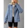 imageSHEWIN Womens Denim Jacket Casual Long Sleeve Drop Shoulder Button Front Jean Jacket Coat With PocketsDusk Blue