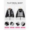 imageSHEWIN Womens Waffle Knit Shacket Lightweight Button Down Shirt Quilted Textured Patchwork Hooded Drawstring JacketBlack
