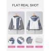 imageSHEWIN Womens Waffle Knit Shacket Lightweight Button Down Shirt Quilted Textured Patchwork Hooded Drawstring JacketBlue