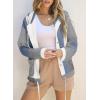 imageSHEWIN Womens Waffle Knit Shacket Lightweight Button Down Shirt Quilted Textured Patchwork Hooded Drawstring JacketBlue
