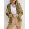 imageSHEWIN Womens Waffle Knit Shacket Lightweight Button Down Shirt Quilted Textured Patchwork Hooded Drawstring JacketJungle Green