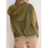 imageSHEWIN Womens Waffle Knit Shacket Lightweight Button Down Shirt Quilted Textured Patchwork Hooded Drawstring JacketJungle Green