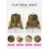 imageSHEWIN Womens Waffle Knit Shacket Lightweight Button Down Shirt Quilted Textured Patchwork Hooded Drawstring JacketJungle Green