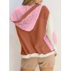 imageSHEWIN Womens Waffle Knit Shacket Lightweight Button Down Shirt Quilted Textured Patchwork Hooded Drawstring JacketPink