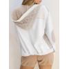 imageSHEWIN Womens Waffle Knit Shacket Lightweight Button Down Shirt Quilted Textured Patchwork Hooded Drawstring JacketWhite