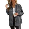 imageSHEWIN Shackets for Women 2025 Casual Long Sleeve Tops Button Down Plaid Fall JacketsA1dark Grey