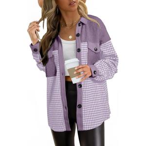imageSHEWIN Shackets for Women 2025 Casual Long Sleeve Tops Button Down Plaid Fall JacketsA1valerian