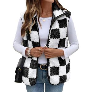 imageSHEWIN Womens Fleece Vest Casual Sleeveless Jacket Lightweight Outerwear Vests with Pockets Womens Fall Fashion 2025Black