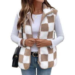 imageSHEWIN Womens Fleece Vest Casual Sleeveless Jacket Lightweight Outerwear Vests with Pockets Womens Fall Fashion 2025Pale Khaki