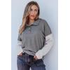 imageSHEWIN Fall Womens Oversized Sweatshirt Button Up Comfy Pullover SweatshirtDark Grey