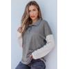 imageSHEWIN Fall Womens Oversized Sweatshirt Button Up Comfy Pullover SweatshirtDark Grey