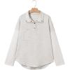 imageSHEWIN Fall Womens Oversized Sweatshirt Button Up Comfy Pullover SweatshirtGrey