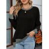 imageSHEWIN Women Color Block Patchwork Sweatshirt 2025 Fall Pullover Oversized TopsBlack