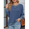 imageSHEWIN Women Color Block Patchwork Sweatshirt 2025 Fall Pullover Oversized TopsBlue