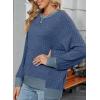 imageSHEWIN Women Color Block Patchwork Sweatshirt 2025 Fall Pullover Oversized TopsBlue