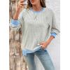 imageSHEWIN Women Color Block Patchwork Sweatshirt 2025 Fall Pullover Oversized TopsGray