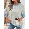 imageSHEWIN Women Color Block Patchwork Sweatshirt 2025 Fall Pullover Oversized TopsGray