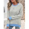 imageSHEWIN Women Color Block Patchwork Sweatshirt 2025 Fall Pullover Oversized TopsGray