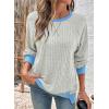 imageSHEWIN Women Color Block Patchwork Sweatshirt 2025 Fall Pullover Oversized TopsGray