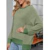 imageSHEWIN Women Color Block Patchwork Sweatshirt 2025 Fall Pullover Oversized TopsGreen