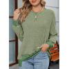 imageSHEWIN Women Color Block Patchwork Sweatshirt 2025 Fall Pullover Oversized TopsGreen