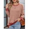 imageSHEWIN Women Color Block Patchwork Sweatshirt 2025 Fall Pullover Oversized TopsMineral Red