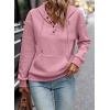 imageSHEWIN Womens Hoodies Casual Long Sleeve Quilted Half Button Drop Shoulder Pullover Tops Loose Drawstring Hooded SweatshirtPink
