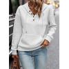 imageSHEWIN Womens Hoodies Casual Long Sleeve Quilted Half Button Drop Shoulder Pullover Tops Loose Drawstring Hooded SweatshirtWhite