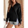 imageSHEWIN Womens Reverse Seam SnapButton Henley Sweatshirt Casual Loose High Low Split Pullover TopsBlack